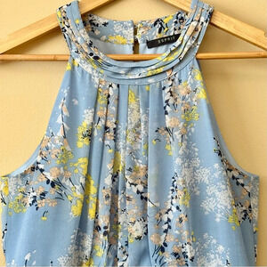 ESPRIT| Pretty Light Blue Floral Gathered Halter Spring/Summer Party Dress Sz 8